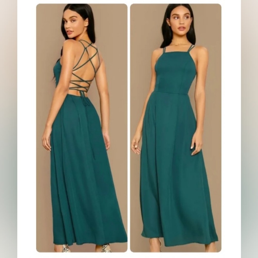 Emerald green summer evening dress - Picture 1 of 4